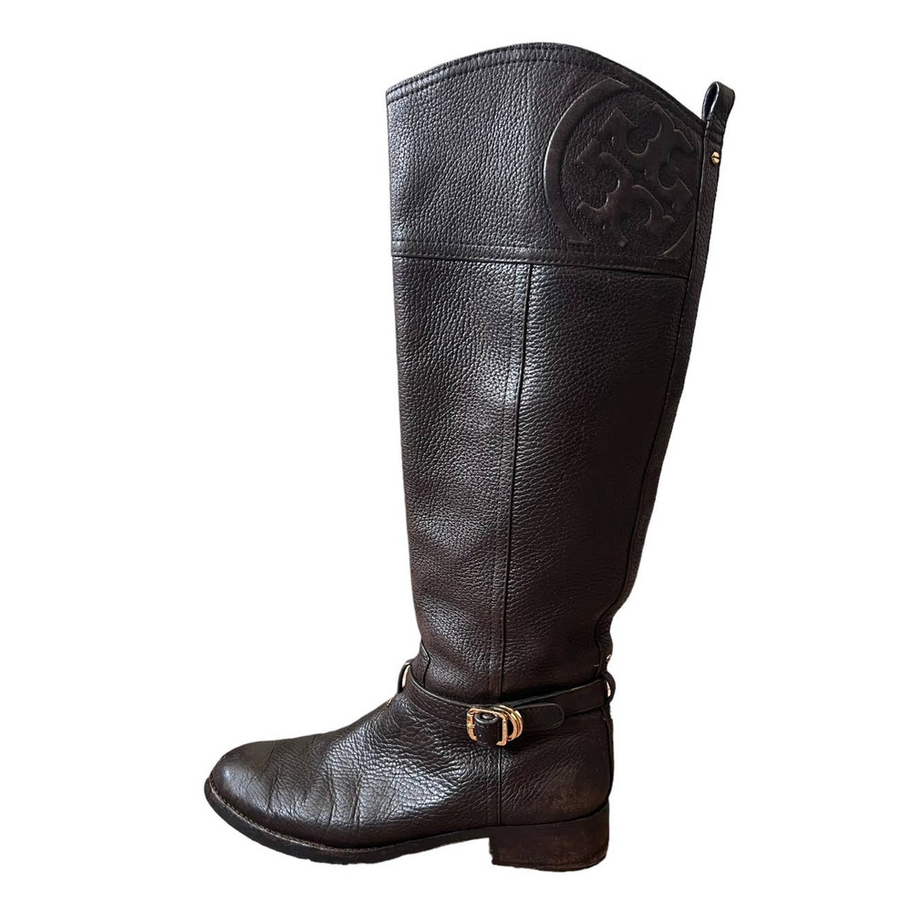Tory Burch Shoes Brown Knee Tall Round Closed Toe Marlene Leather Riding Boot 7